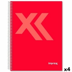 Cuaderno Imprex Rojo A5 80 Hojas (4 Unidades)
