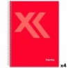 Cuaderno Imprex Rojo A5 80 Hojas (4 Unidades)