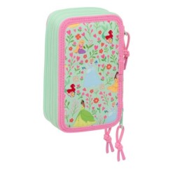 Estuche Escolar con Accesorios Disney Princess Bloom Rosa Aguamarina 12,5 x 19,5 x 5,5 cm 37 Piezas