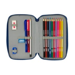 Estuche Escolar con Accesorios Munich North Azul marino 12.5 x 19.5 x 4 cm 29 Piezas