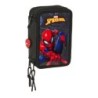 Estuche Escolar con Accesorios Spider-Man Attack Negro 12,5 x 19,5 x 5,5 cm 37 Piezas