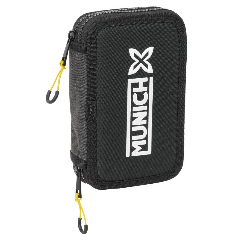 Estuche Escolar con Accesorios Munich Topo Negro 12.5 x 19.5 x 4 cm 29 Piezas