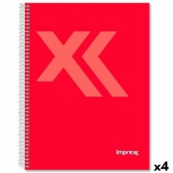 Cuaderno Imprex Rojo Din A4 80 Hojas (4 Unidades)