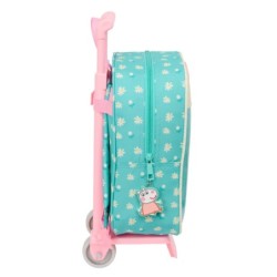 Mochila Escolar con Ruedas Peppa Pig Pretty flowers Amarillo Menta 22 x 27 x 10 cm