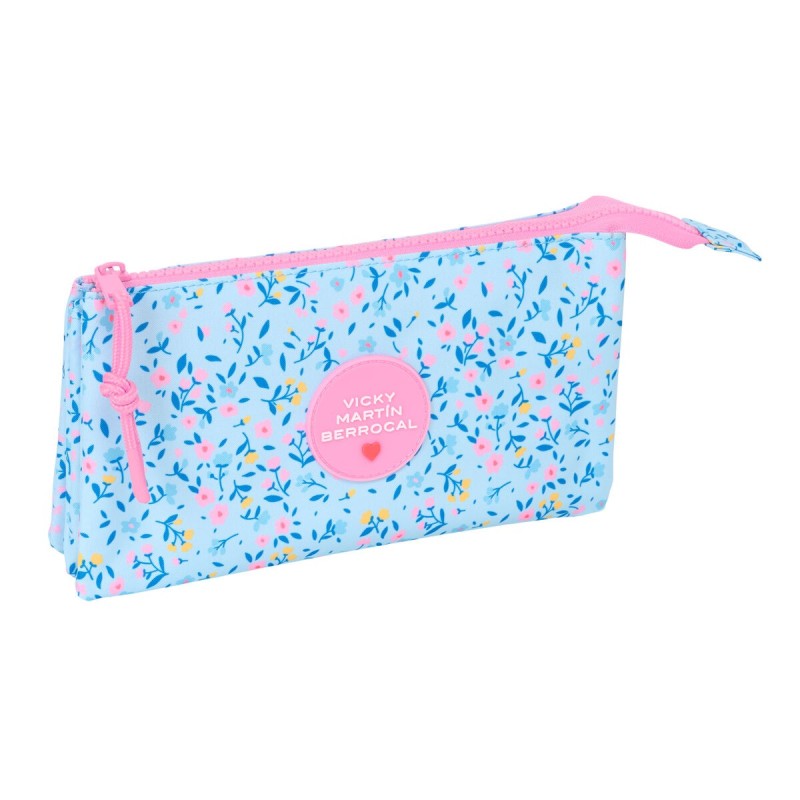 Portatodo Triple Vicky Martín Berrocal Paraíso Rosa Azul claro 22 x 12 x 3 cm