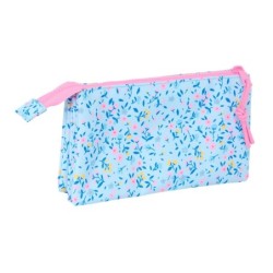 Portatodo Triple Vicky Martín Berrocal Paraíso Rosa Azul claro 22 x 12 x 3 cm