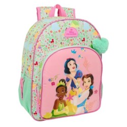 Mochila Escolar Disney Princess Bloom Verde Rosa 33 x 42 x 14 cm