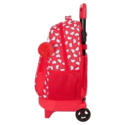 Mochila Escolar con Ruedas Hello Kitty Iconic Blanco Rojo 33 x 45 x 22 cm