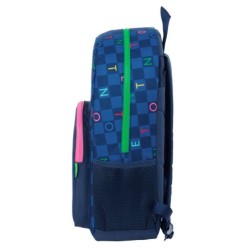 Mochila Escolar Benetton Damero Azul marino 30 x 46 x 14 cm