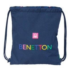 Bolsa Mochila con Cuerdas Benetton Damero Azul marino 35 x 40 x 1 cm