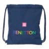Bolsa Mochila con Cuerdas Benetton Damero Azul marino 35 x 40 x 1 cm