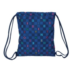 Bolsa Mochila con Cuerdas Benetton Damero Azul marino 35 x 40 x 1 cm