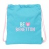 Bolsa Mochila con Cuerdas Benetton Unique Rosa Turquesa 35 x 40 x 1 cm