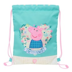 Bolsa Mochila con Cuerdas Peppa Pig Pretty flowers Amarillo Menta 26 x 34 x 1 cm