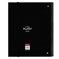 Carpeta de anillas BlackFit8 Old school Negro Gris 27 x 32 x 3.5 cm