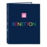 Carpeta de anillas Benetton Damero Azul marino A4 26.5 x 33 x 4 cm